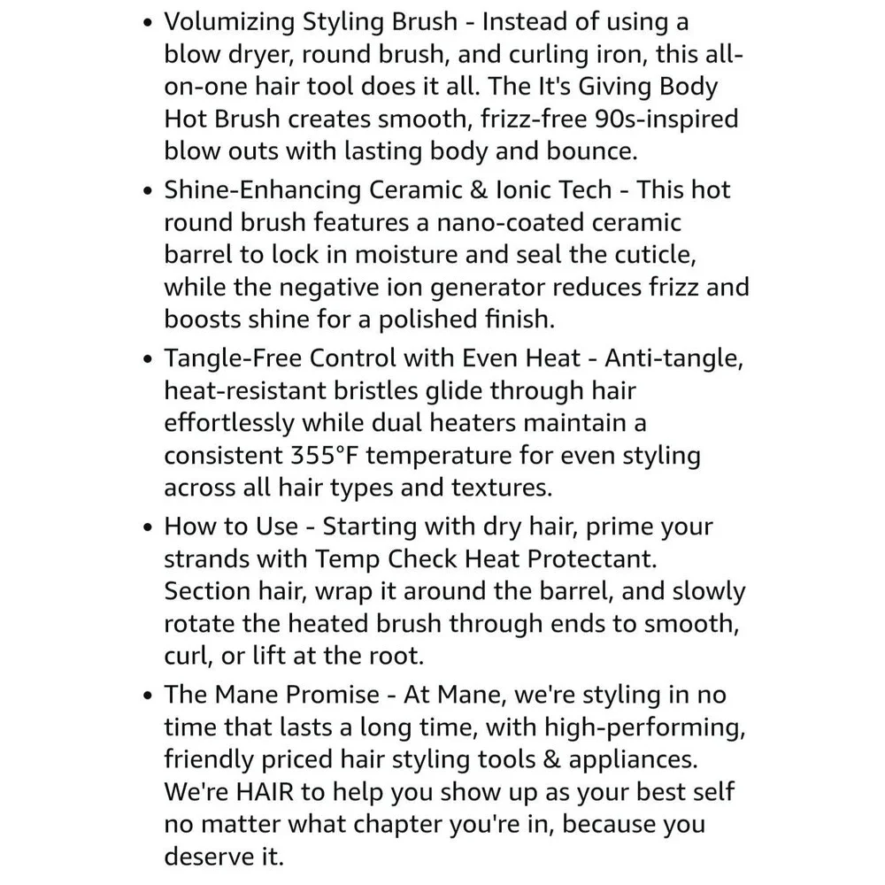 MANE It's Giving Body Large Hot Thermal Round Brush Bouncy Salon Blowout 45MM
